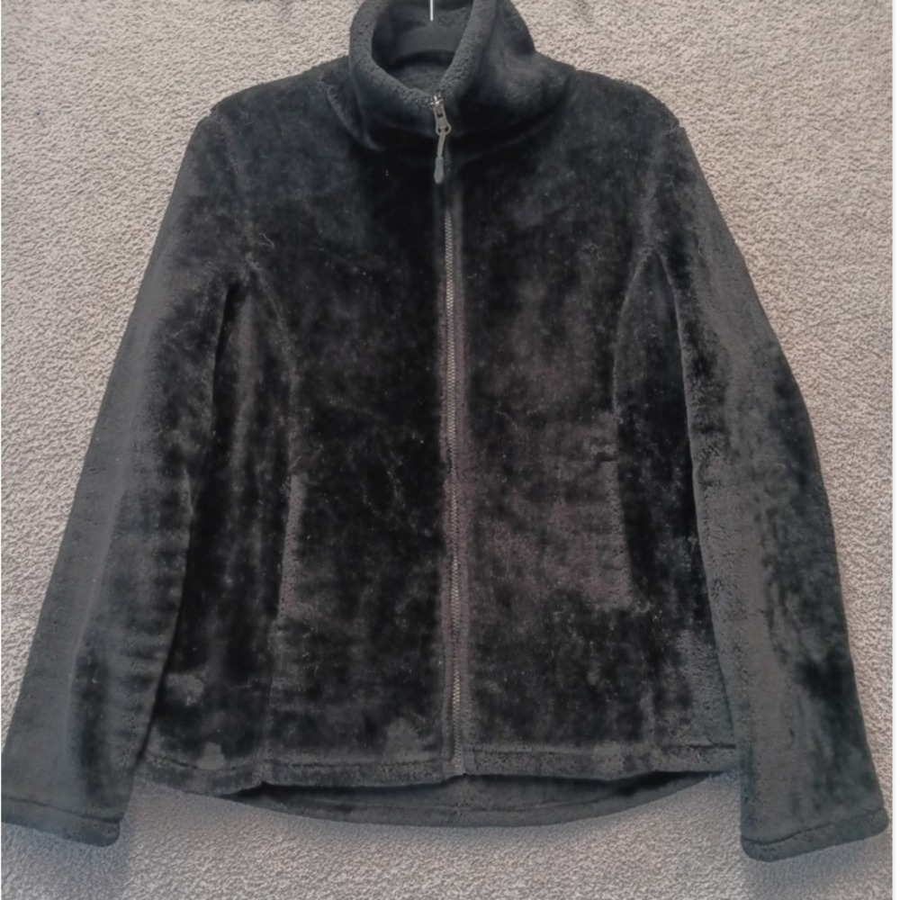 32 Degrees Heat Women's Black Faux Fur Zip Jacket Soft Plush Coat Size M Cozy